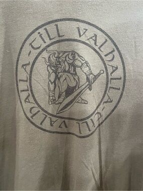 Till Valhalla Olive Green Short Sleeve Tee with Dark Graphic